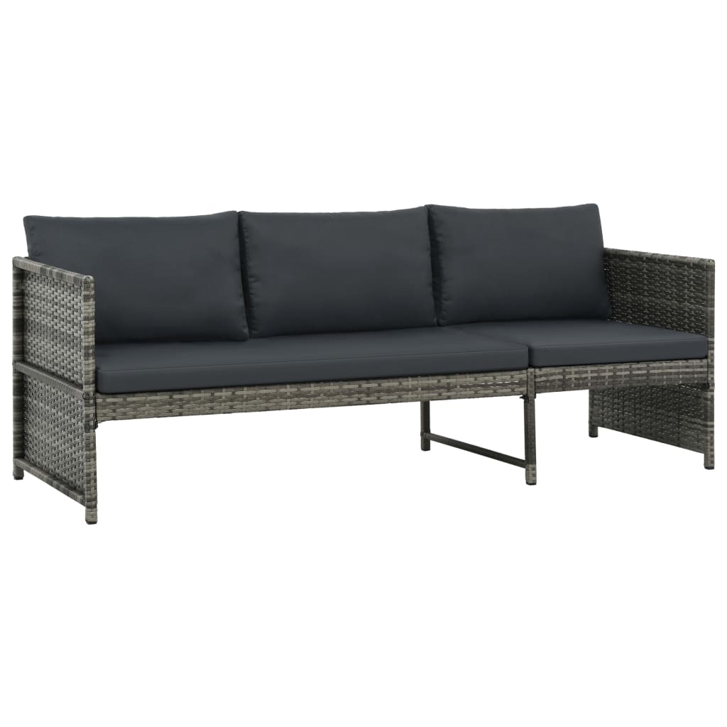 Salon de jardin 3 pcs | Mobilier d'Extérieur | Ensemble de Table et chaises avec coussins Résine tressée Gris222434 - 4