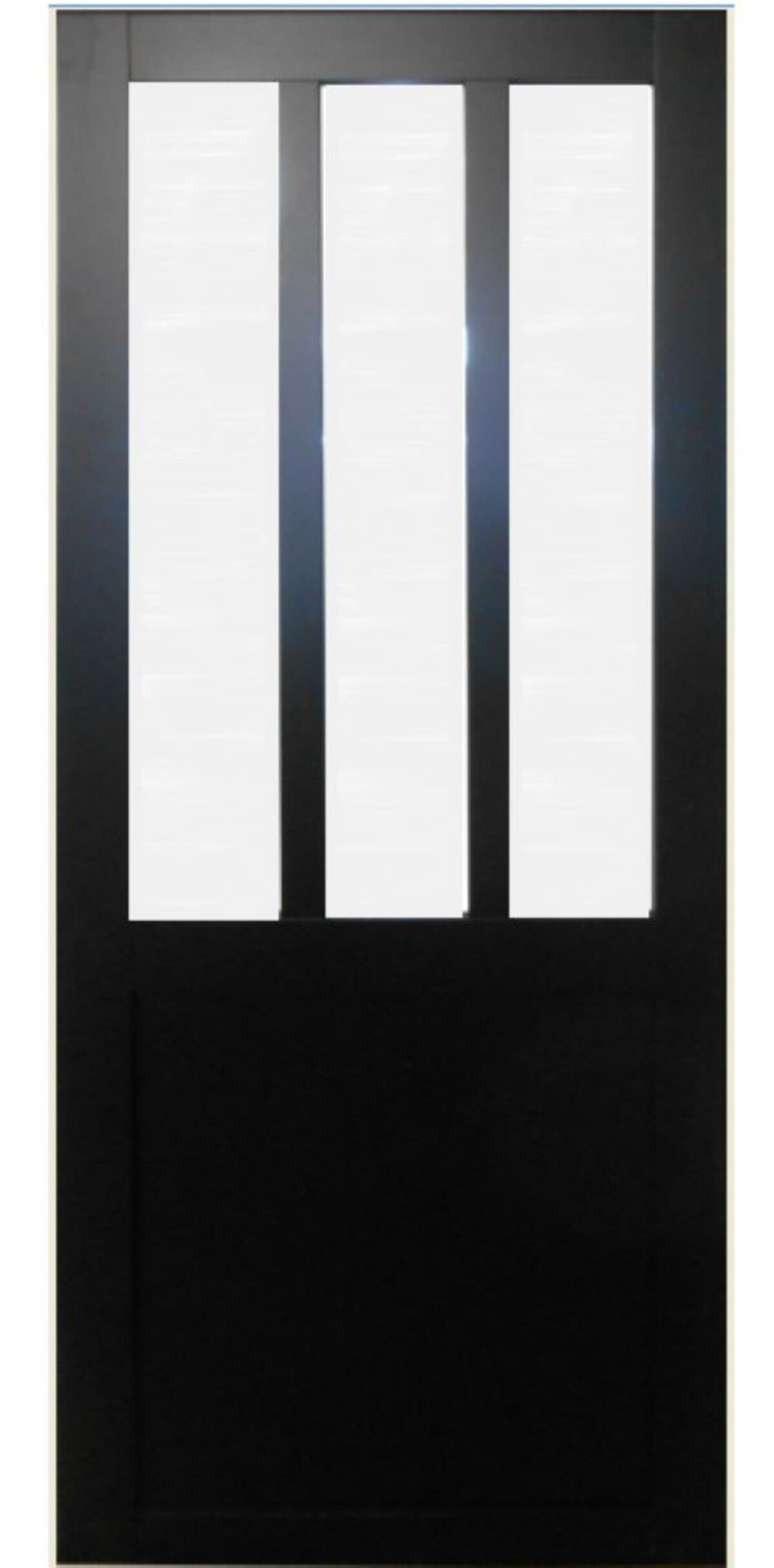 Porte Coulissante Atelier Noir Vitre Depoli H204 X L73 Cm, Rail Alu Bandeau Noir Gd Menuiseries - 3