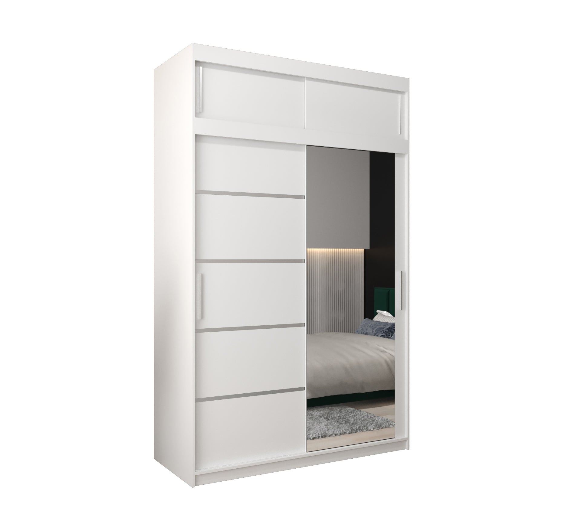 Szafa przesuwna z nadstawką garderoba Verona 2 150 x 62 x 240 cm Biały - Abiks Meble
