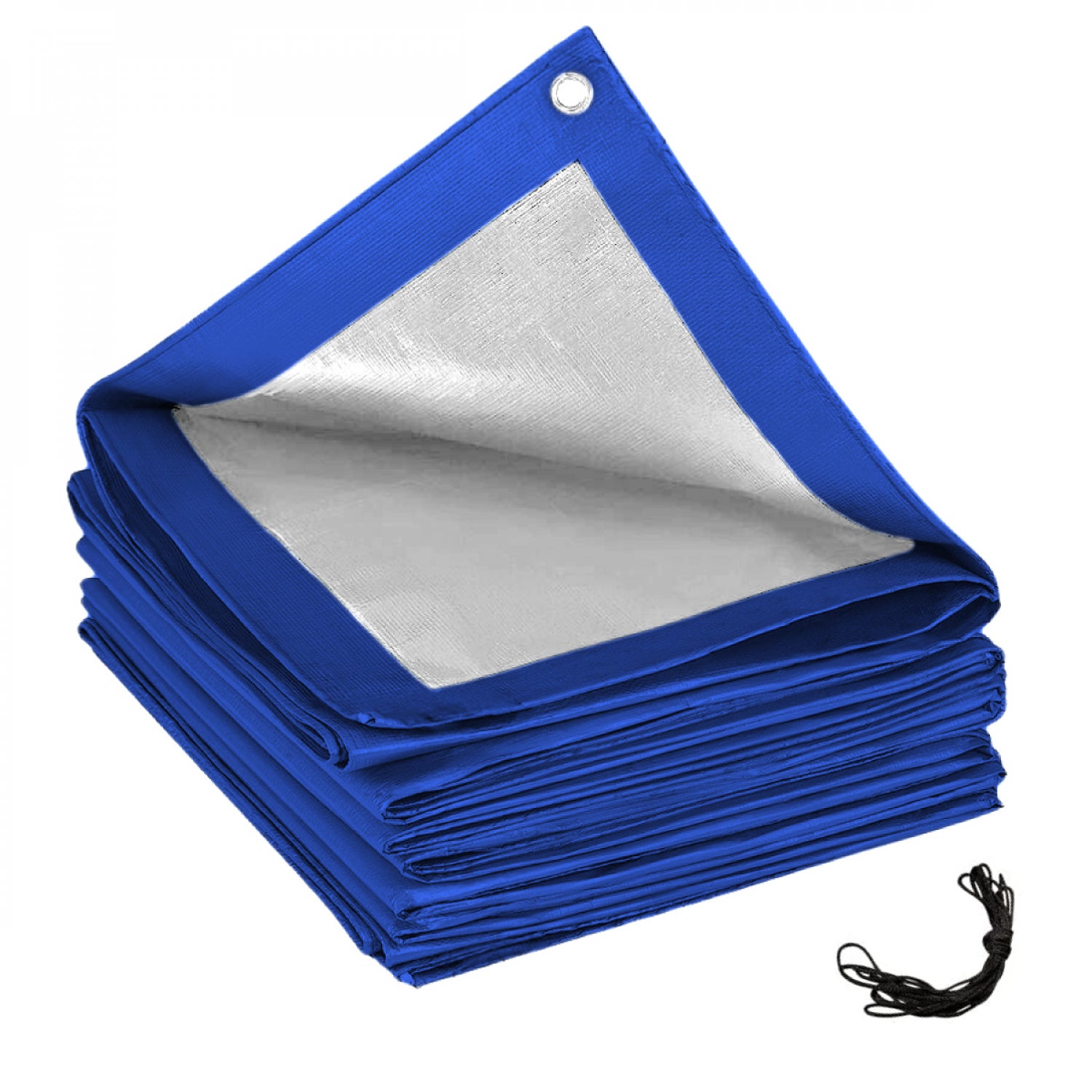 Bâche de protection réversible 4 saisons pour piscine hors sol - Rectangle 2,44 x 4,88 m - 150 gsm - Bleu et gris - Linxor - 2