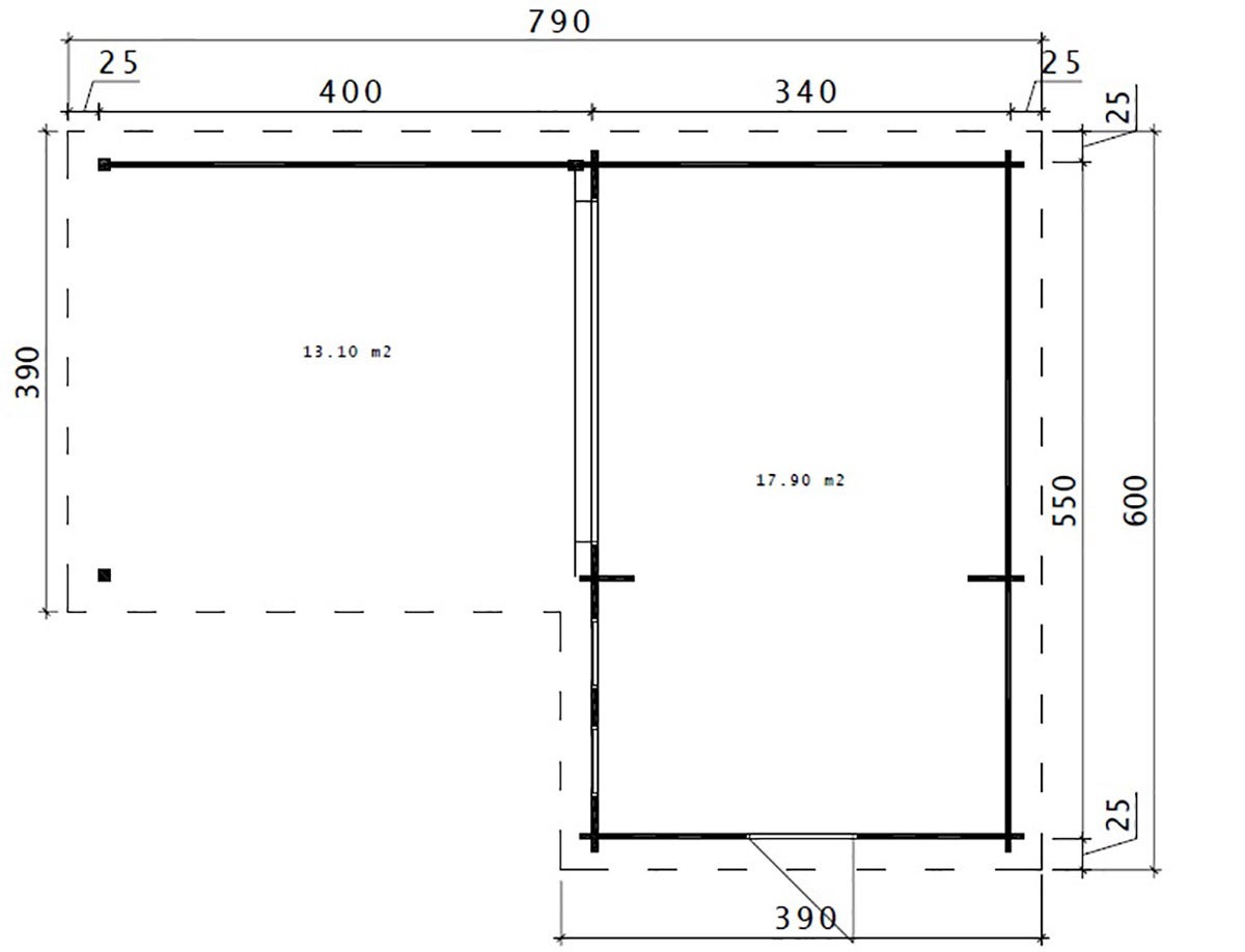 Caseta de jardín Hansa Corner A / 18m² / 6x3m / 44mm - 3