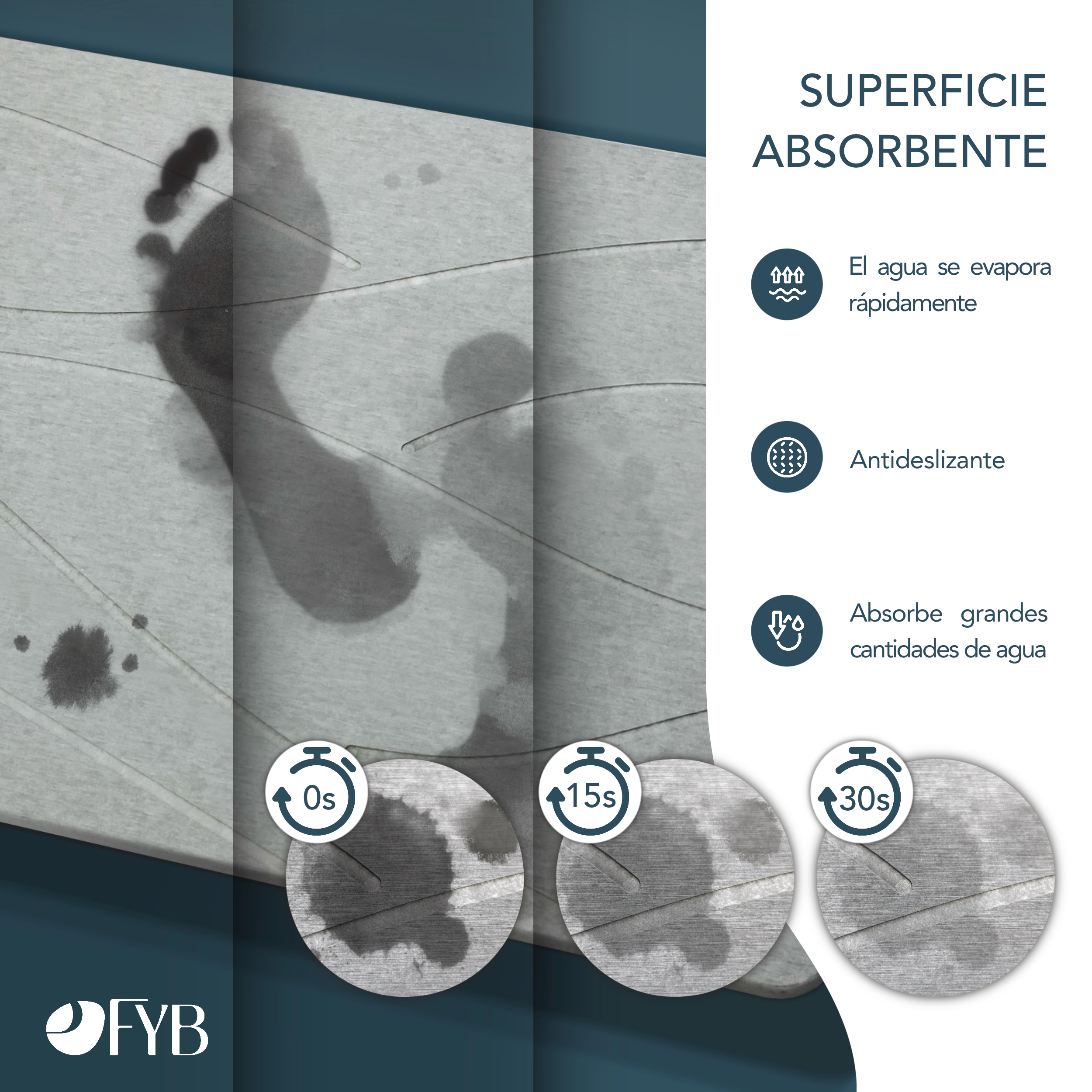 Alfombrilla de Diatomita para Baño Gris 60x40 – Secado Rápido, Antideslizante y Antibacteriana – Piedra Diatomita - 4