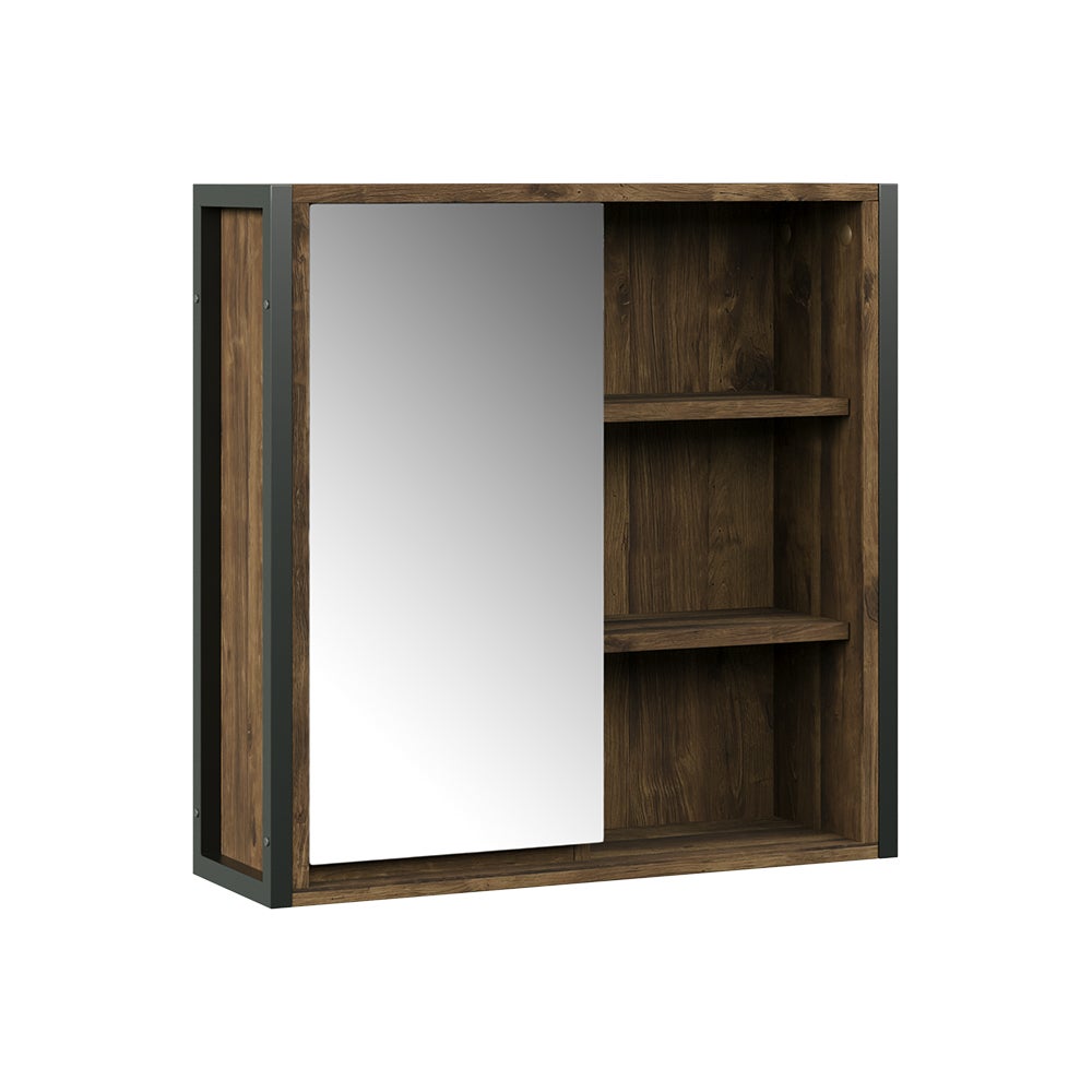 Vicco Szafka z lustrem w łazience Naola, Dąb/czarny, 62.2 x 62.5 cm z 1 drzwiami lustrzanymi