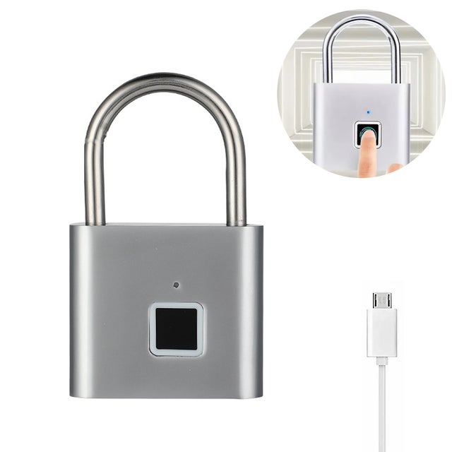 Anweller Lucchetto impronte digitali, lucchetto con chiave resistente alle intemperie, impronte digitali e Bluetooth sblocco, per porta, garage, scuola