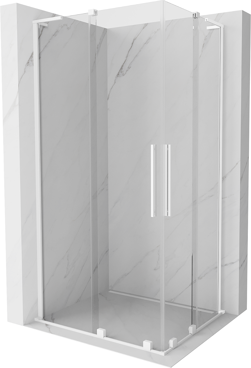 Mexen Velar L Duo kabina prysznicowa rozsuwana 100 x 90 cm, transparent, biała - 871-100-090-02-03-20