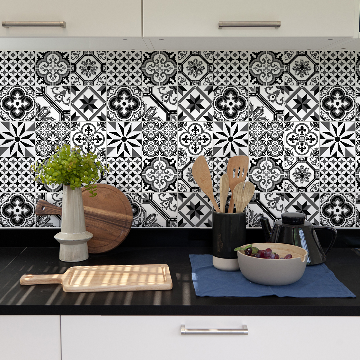 9 vinilos baldosas de cemento azulejos almajano - adhesivo de pared - revestimiento sticker mural decorativo - 9stickers20x20cm