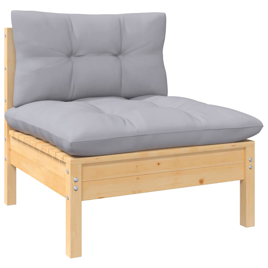 Maison Exclusive - Salon de jardin 3 pcs avec coussins gris Bois de pin massif - 3