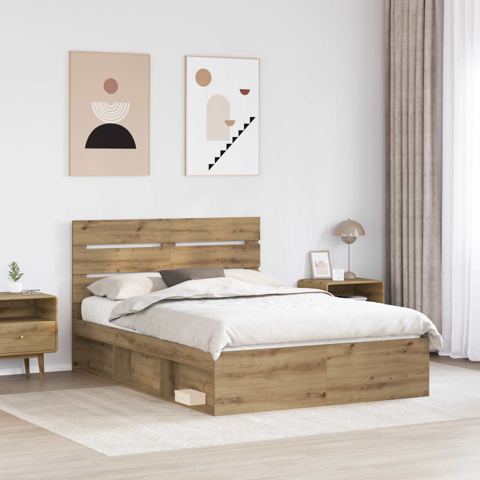 Cadre de lit en bois de pin massif pour la chambre, 150 × 200 cm - 3
