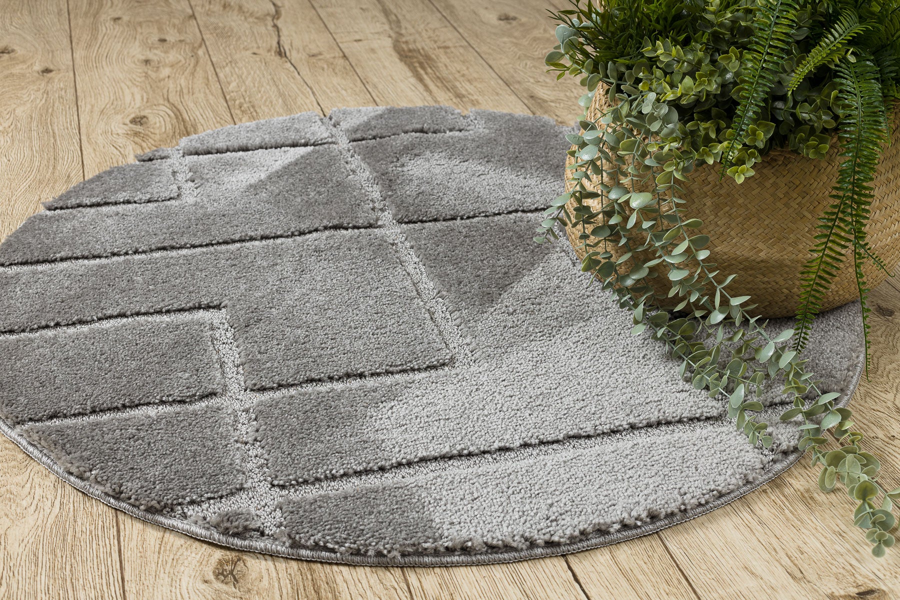 Tapis de salle de bain SUPREME cercle LINES, lignes, antidérapant, doux - gris cercle 100 cm - 4