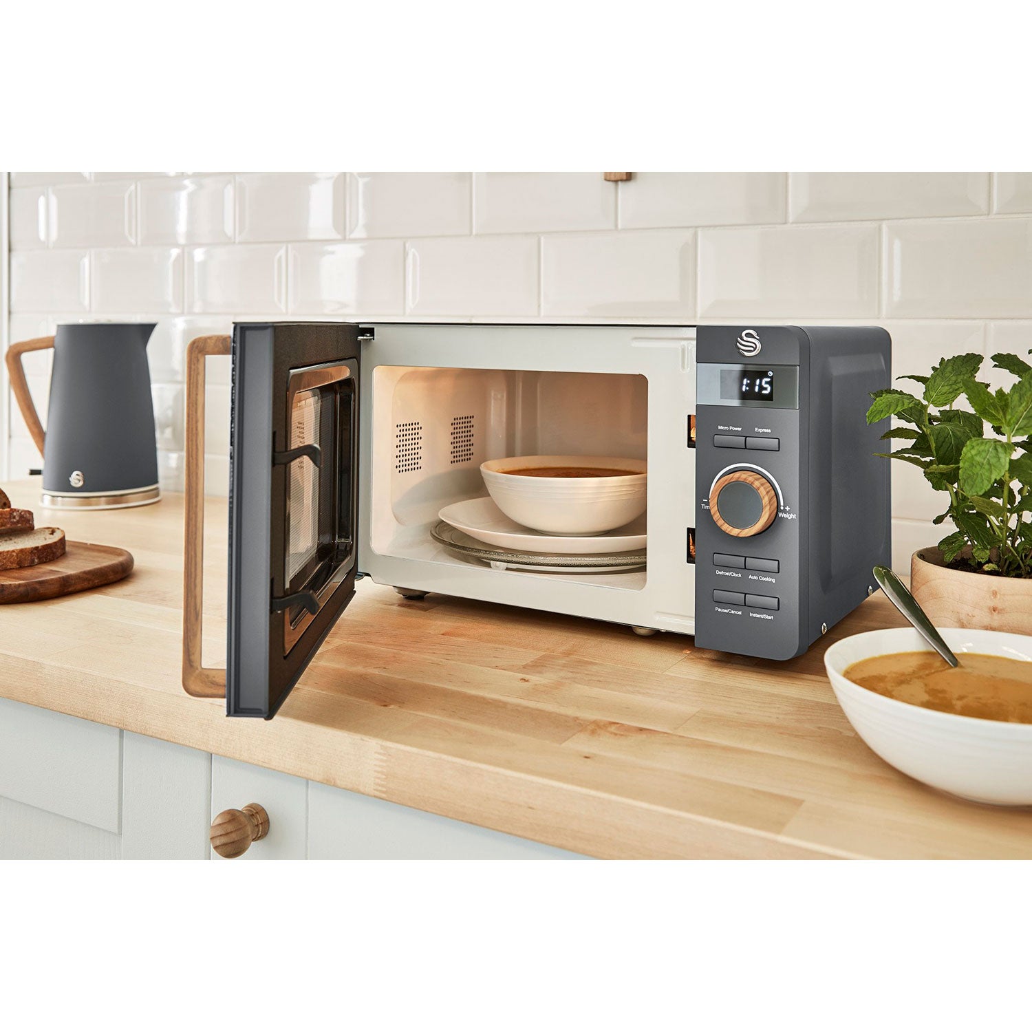 Micro-ondes Digital 20L Design Moderne Nordic SWAN Gris 800 SM22036 - 3