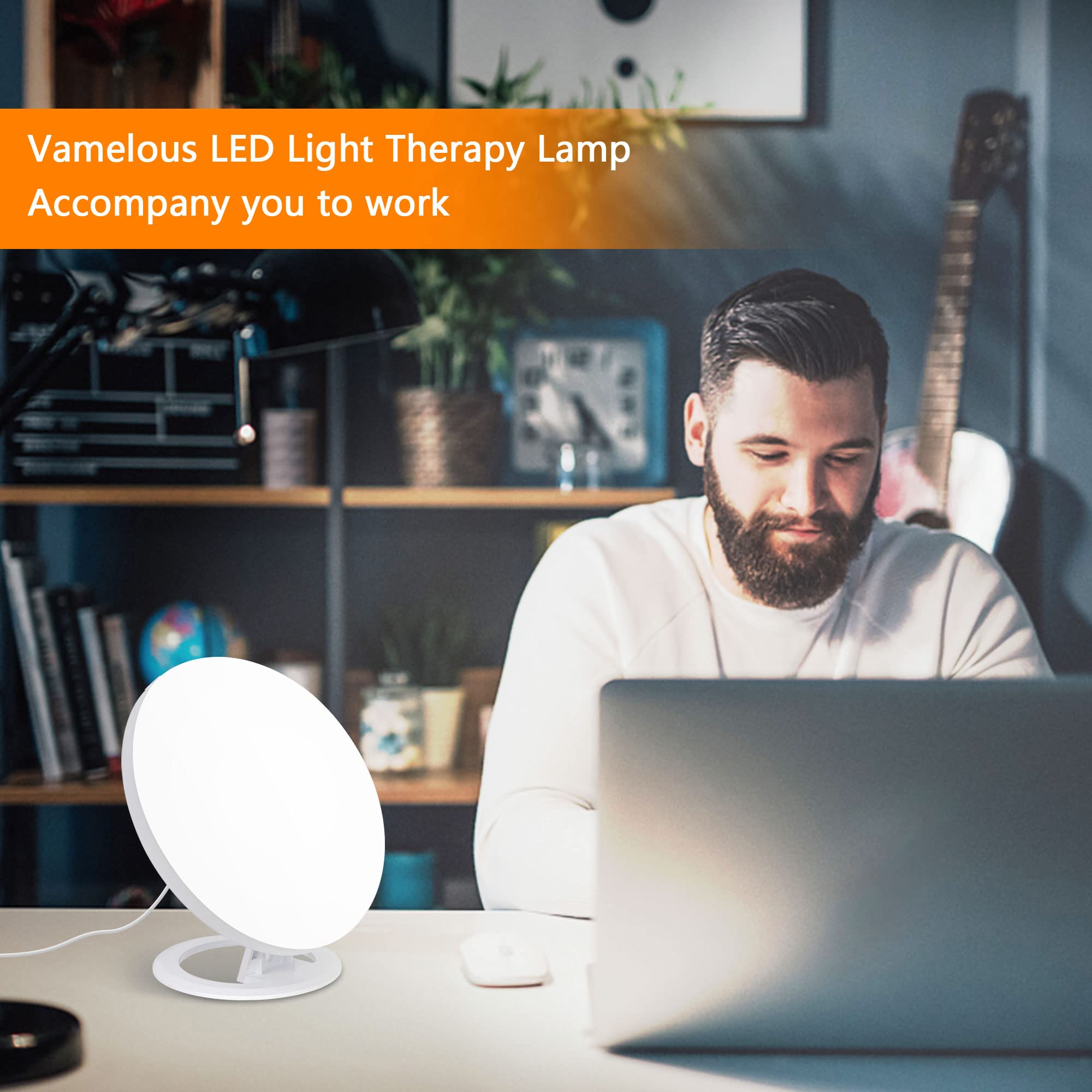 Lampe de luminothérapie, lampe de lumière du jour sans UV 10 000-30 000 Lux, lumière de thérapie LED, 3 lampes solaires à température de couleur - 3
