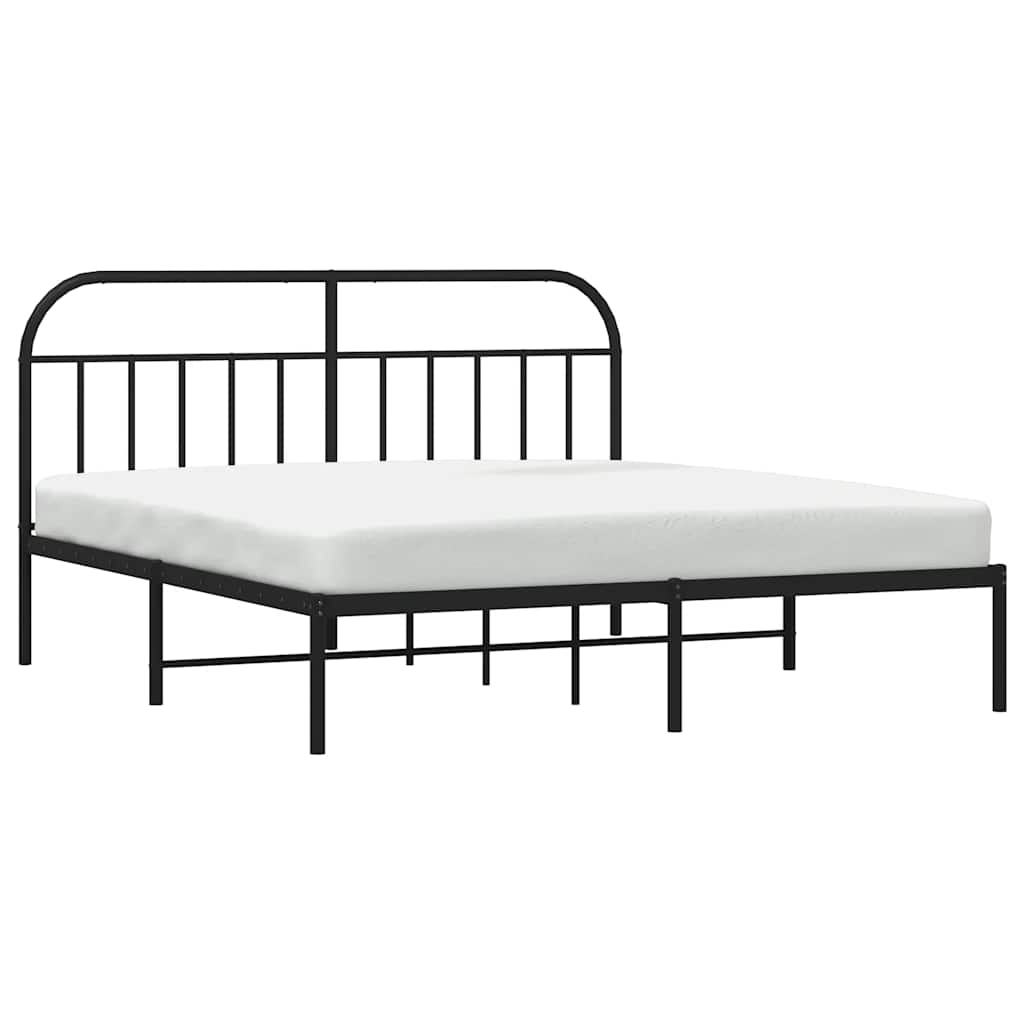 Estructura cama sin colchón con cabecero metal negro 183x213 cm vidaXL - 4