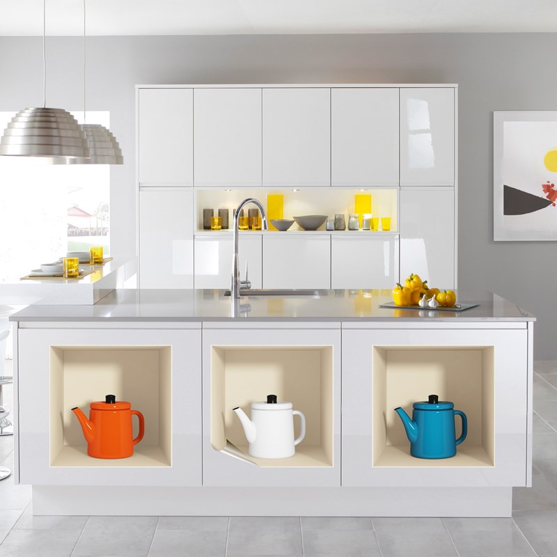 Pegatina de 3d 3 teteras - adhesivo de pared - revestimiento sticker mural decorativo - 30x90cm