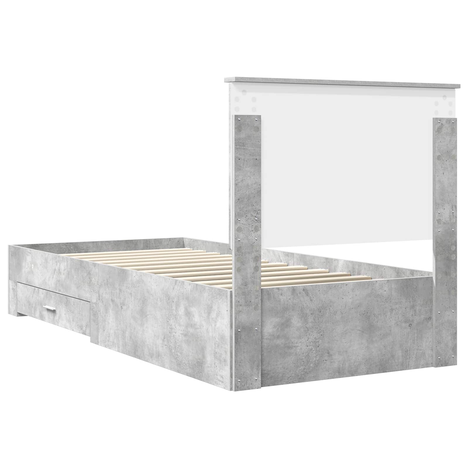 Cadre de lit en panneau de bois, gris béton et argent, pour la chambre, 75 × 190 cm - 9