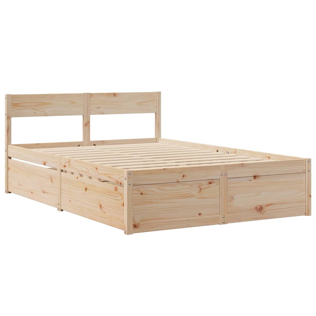 Lit avec tiroirs et matelas 140 x 190 cm en bois de pin massif - 7