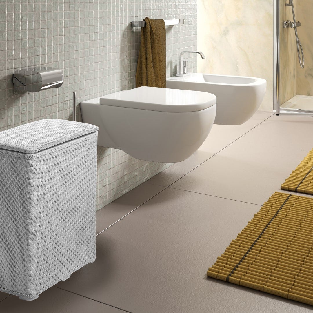 Panier à linge blanc pour la salle de bains | Robinia - 6