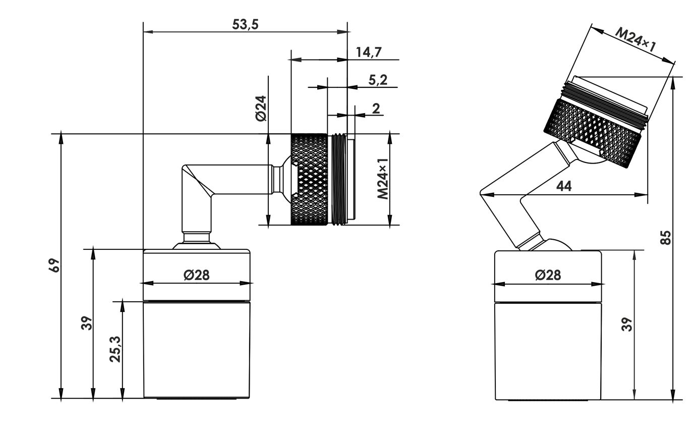 Perlator do baterii dwufunkcyjny M24 z regulacją kąta 360 stopni - 3