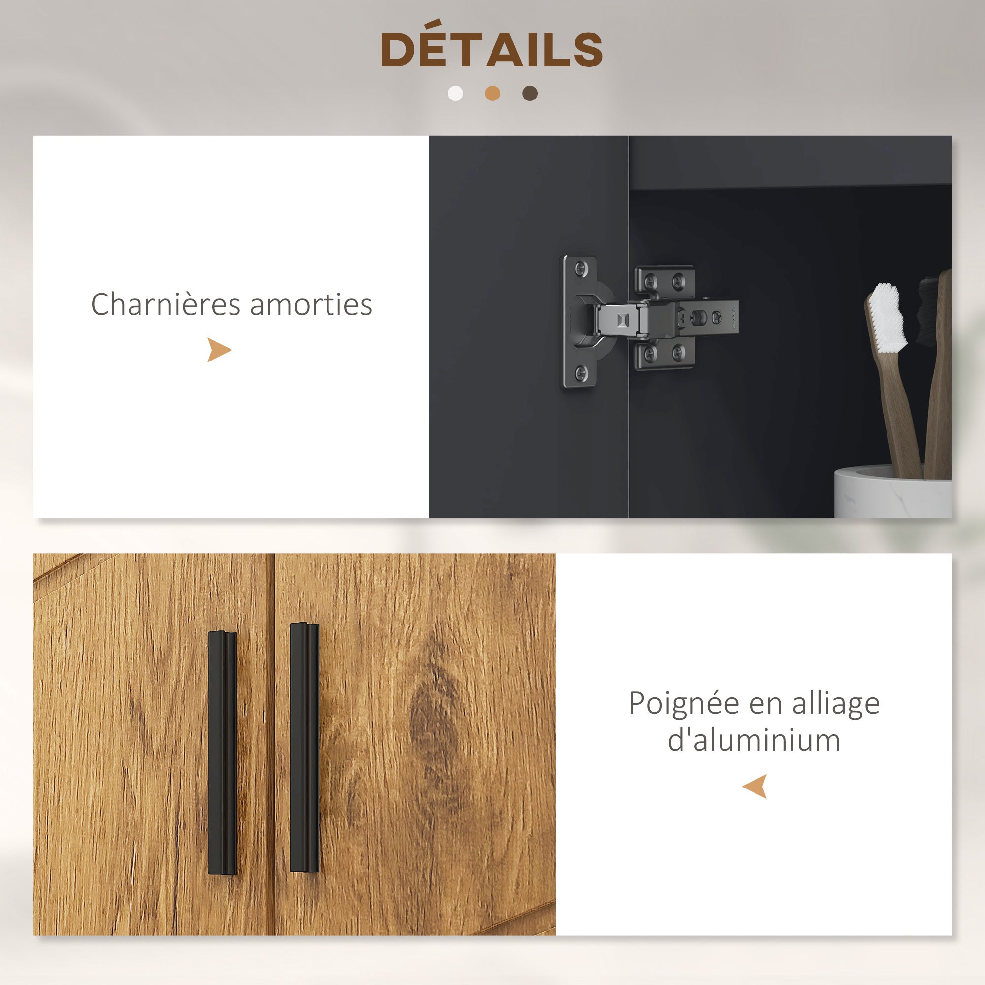 Meuble sous-vasque panneau de particules 2 portes KLEANKIN - 6