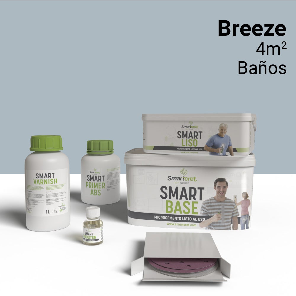 Mini kit microcemento para superficies absorbentes 4m2. color breeze mate