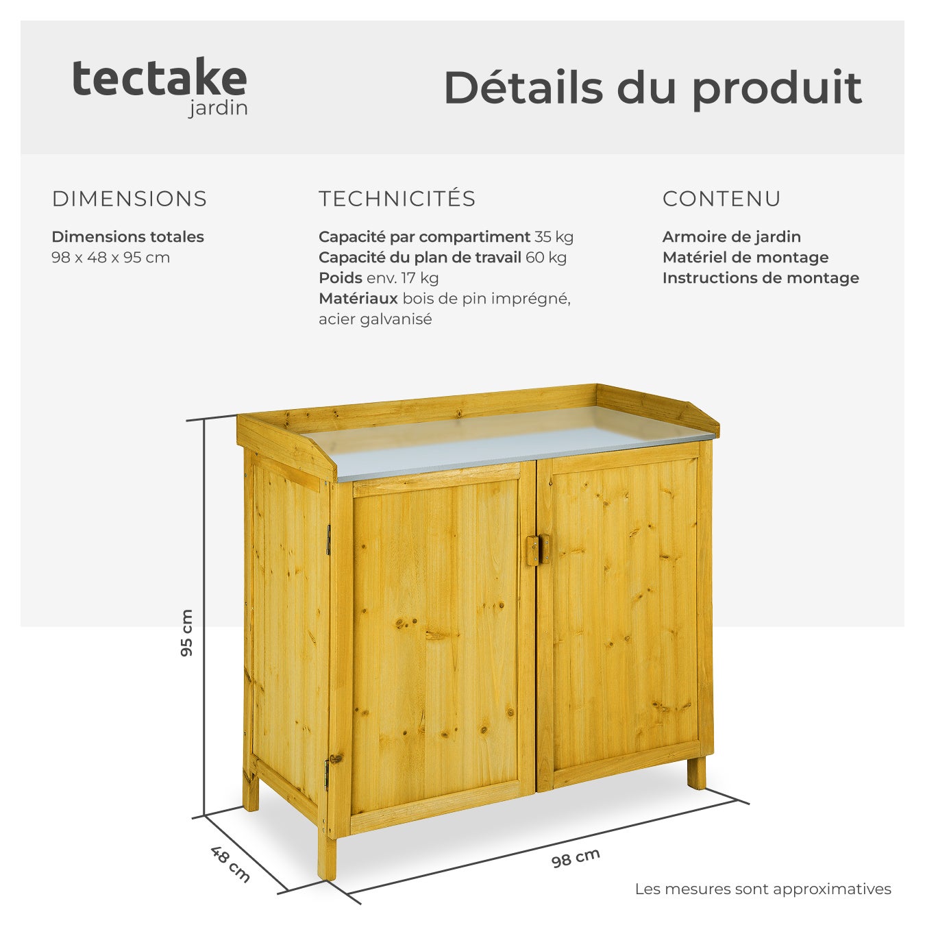 TECTAKE Armario de jardín de madera - 6