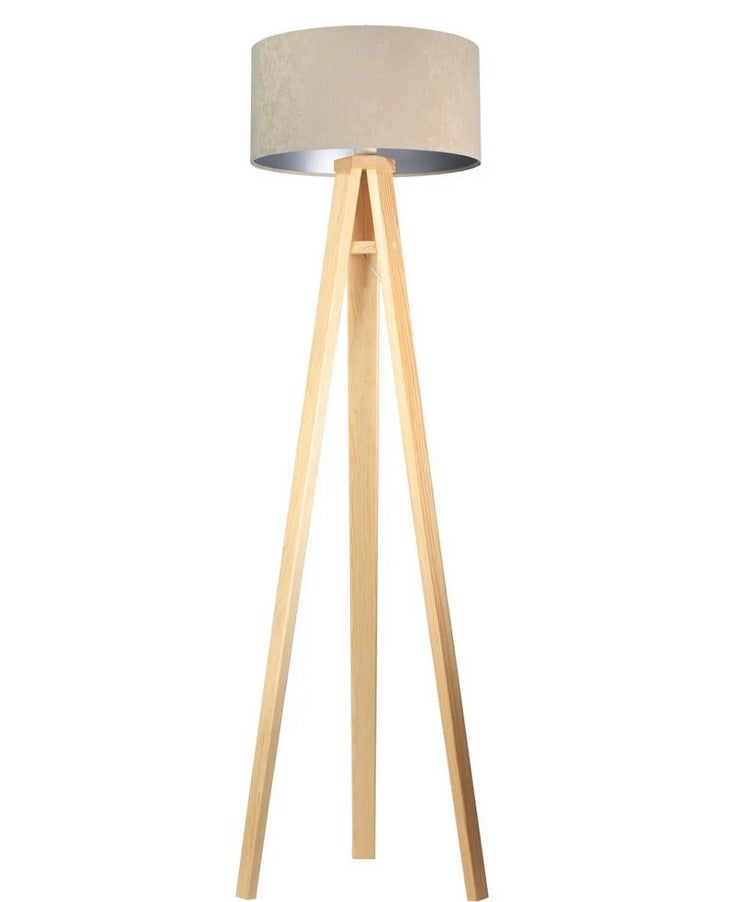 Lampa stojąca HOME 40 beżowa/srebrna/sosna