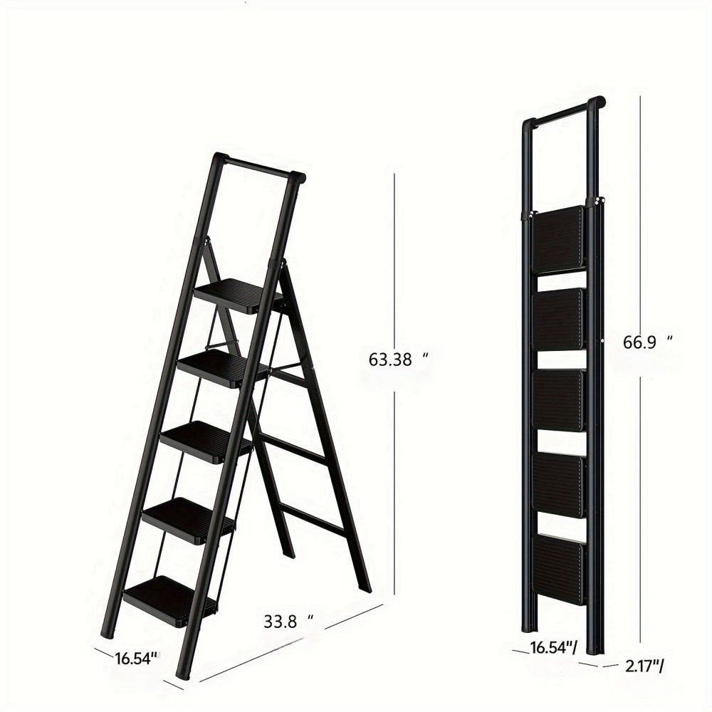 Escabeau pliant 4 marches pour adultes, pédales larges ergonomiques, pieds antidérapants, acier léger portable - 9