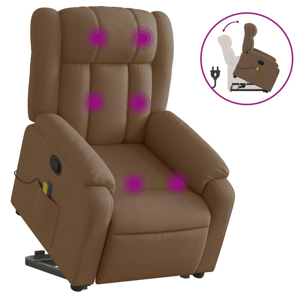 Silla de masaje | sillón de relax | silla de relax reclinable de pie de tela marrón cfw485614