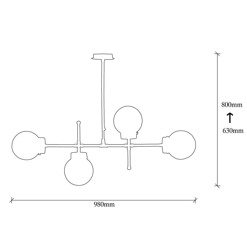 Lampada a sospensione elegante lineare dorata con 4 sfere in vetro bianco - 4