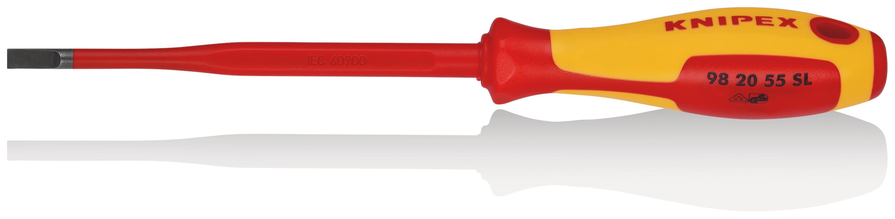 Knipex Giraviti per Elettricisti (Slim) per Viti con Intaglio Brunita, Impugnatura Isolante, in Materiale Bicomponente, Collaudato Vde 232 Mm 98 20 55