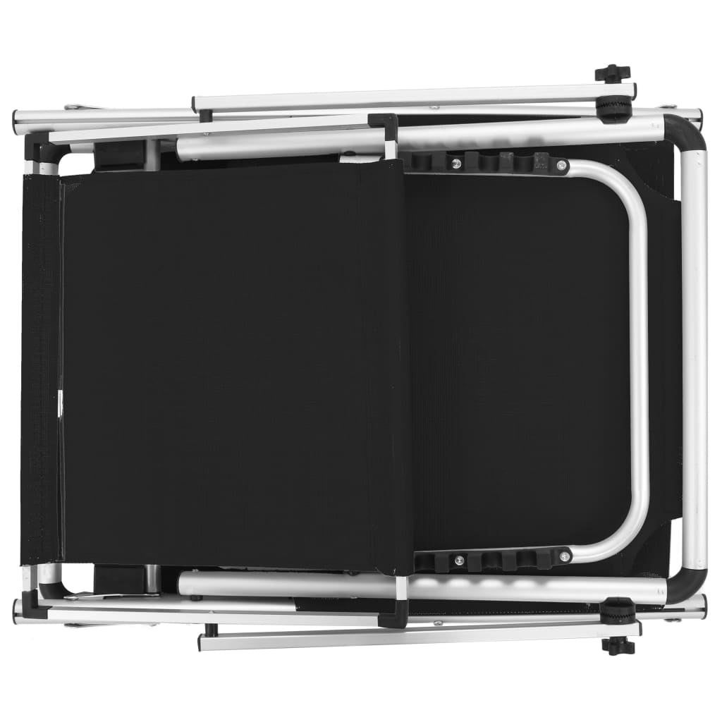 Sdraio pieghevoli e tettoia 2 pezzi Textilene alluminio nero 02_0011958 - 6