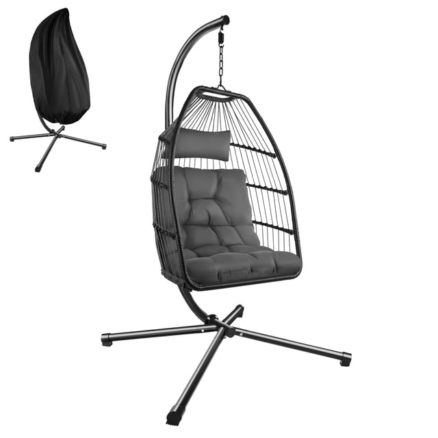 Fauteuil suspendu en acier et polyester pour intérieur et extérieur avec housse de protection 98 x 107 x 202 cm TECTAKE