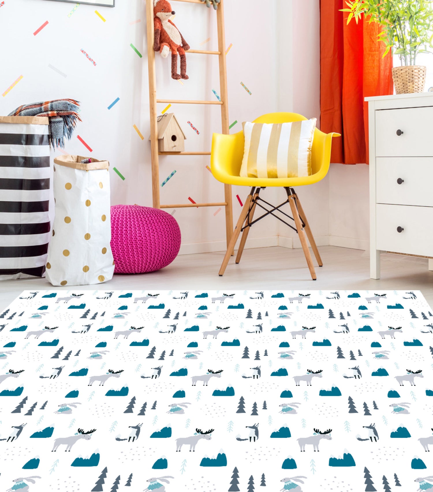 Tapis antidérapant en vinyle pour enfants Bosque 66x180 cm - PVC imprimé, lavable, ignifuge, pour la chambre d'enfant - 4