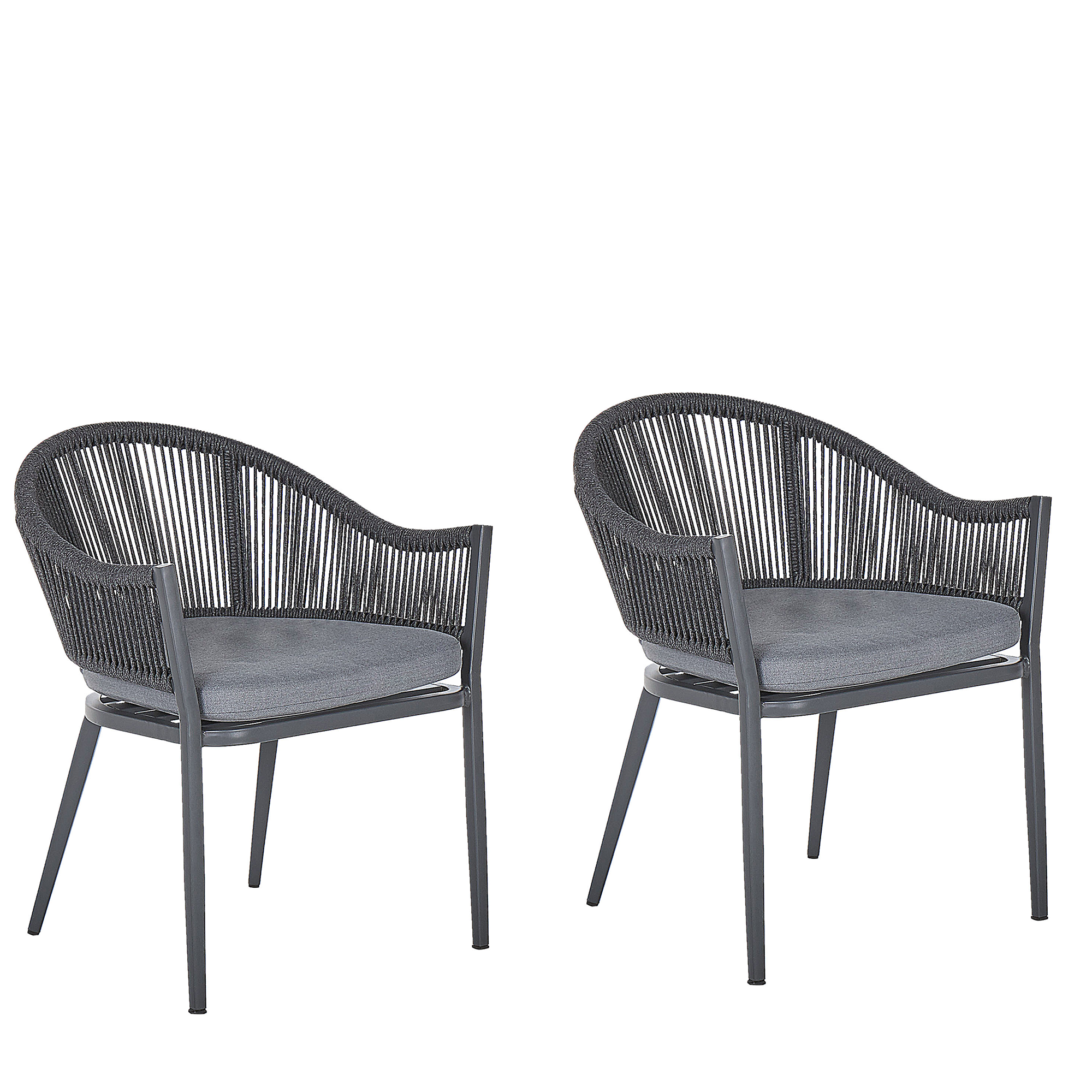 Set Di 2 Sedie Da Giardino Oviala NICE In Alluminio E Textilene, Grigio, Impilabili, 90x55x57 Cm - 3