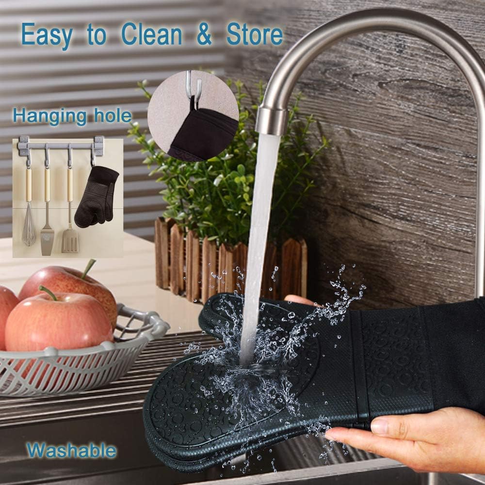 Gants de cuisine extensibles en silicone, gants de cuisine professionnels, gants antidérapants résistants à la chaleur pour la pâtisserie, la cuisine - 2
