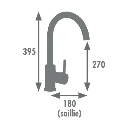ROUSSEAU Robinet mitigeur de cuisine Køben - Sans douchette - Mémoire de forme - Gris et noir - 7