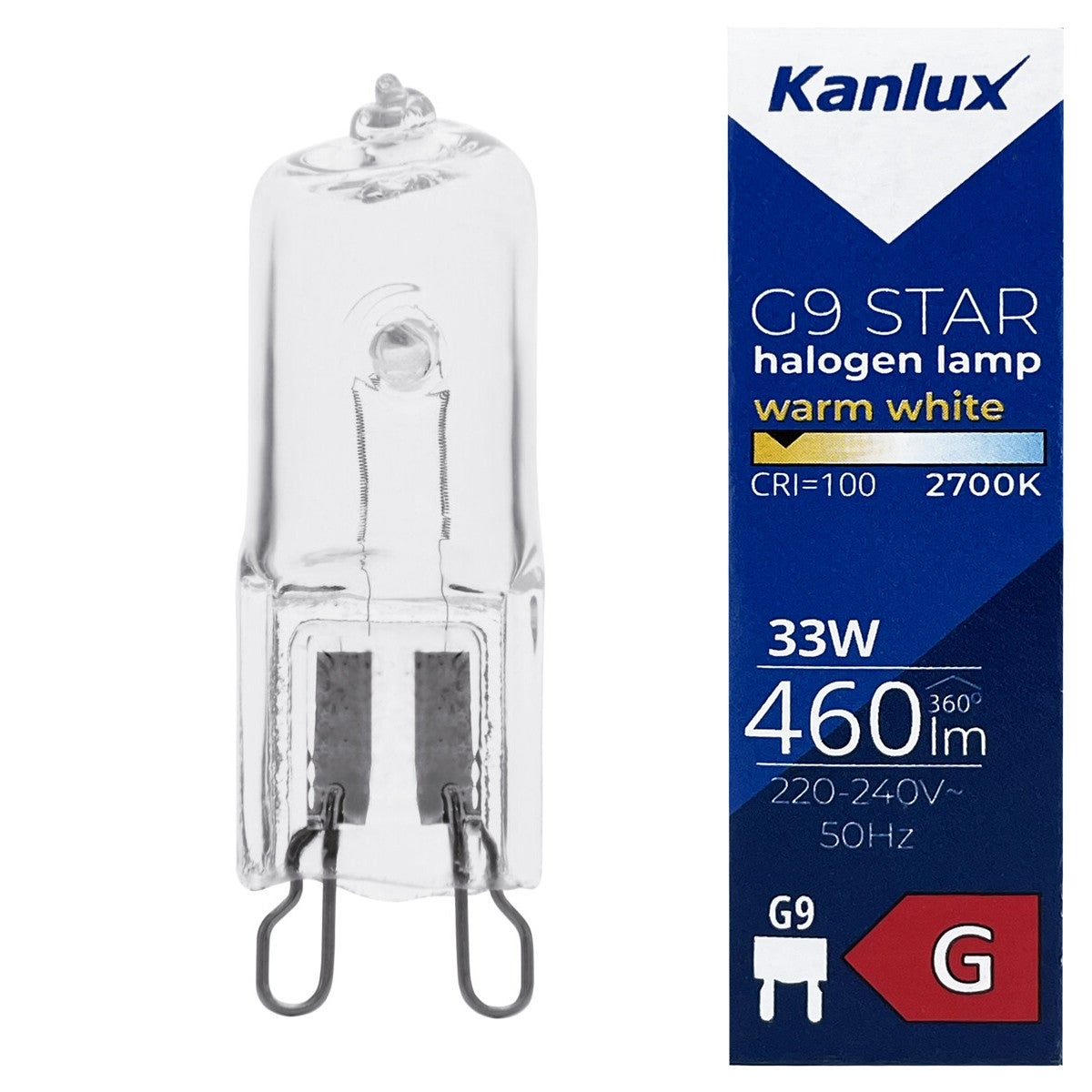 Żarówka halogen G9 33W kapsułka przezroczysta Ciepła biel 2700K 460lm Kanlux - 5