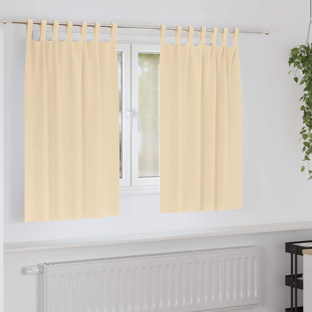 Firany blackout z kółkami 2 pcs Kremowy 140 x 140 cm Poliester vidaXL