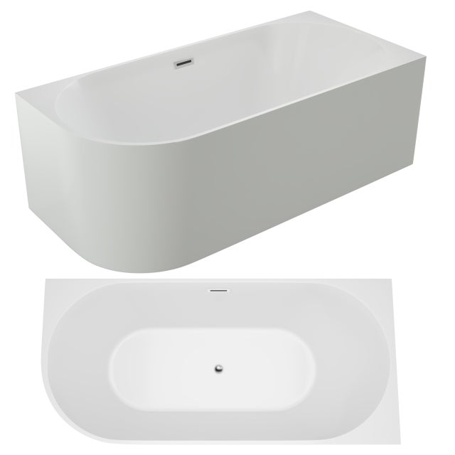 BAIGNOIRE ÎLOT HARPER L.150 X l.75 Acrylique d’angle droite blanche