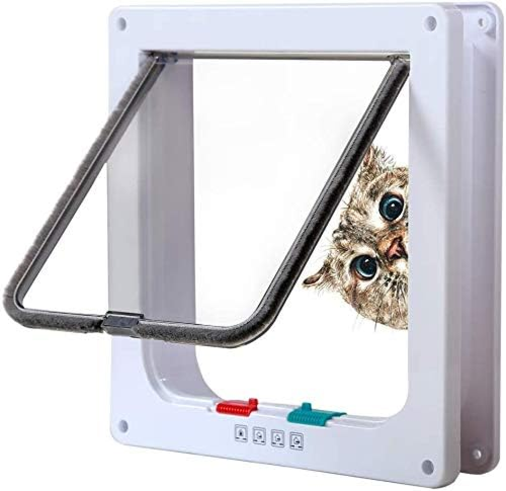Chatière magnétique 4 voies – pour chien/chat – 24,5x28,5 cm – facile à installer, cadre réglable - 7