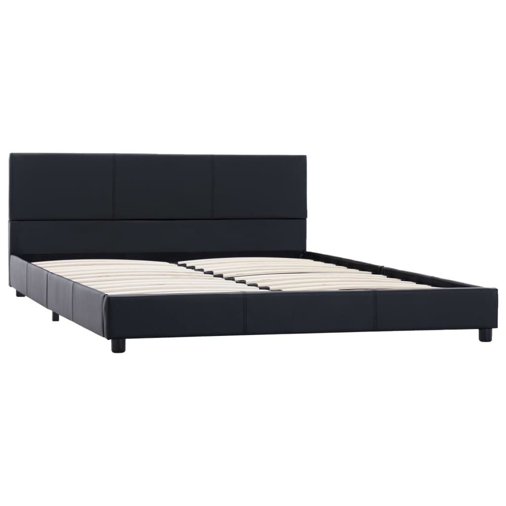 Maison Exclusive - Estrutura de cama 140x200 cm couro artificial preto - 2
