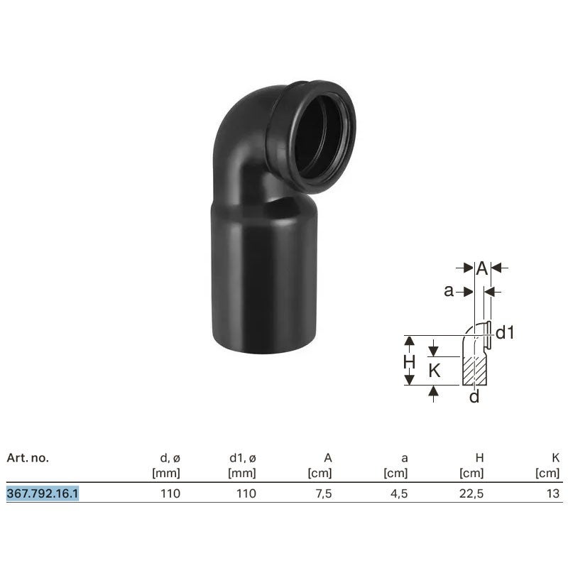 GEBERIT 367.771.16.1 - Boccola elettrica Geberit PE 110 mm