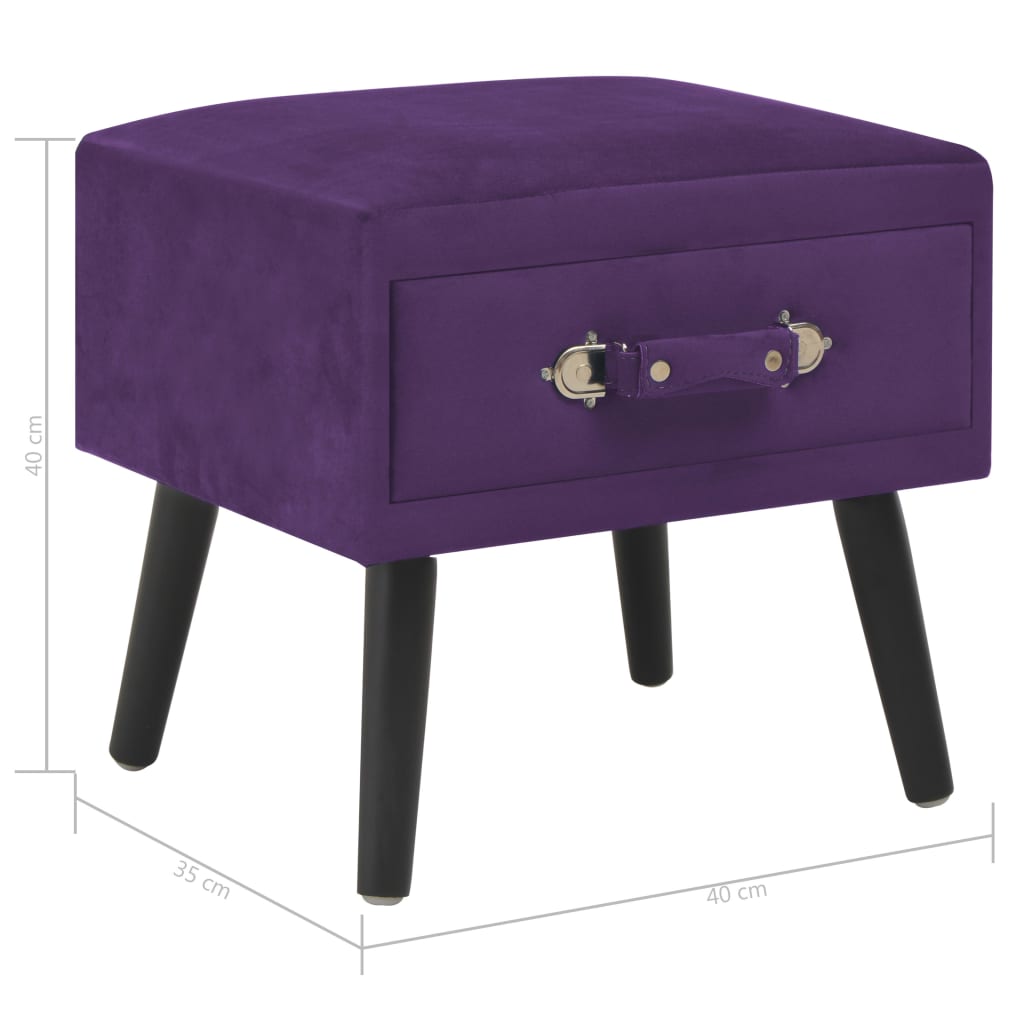 Tables de chevet 2 pcs Violet foncé 40x35x40 cm Velours - 8