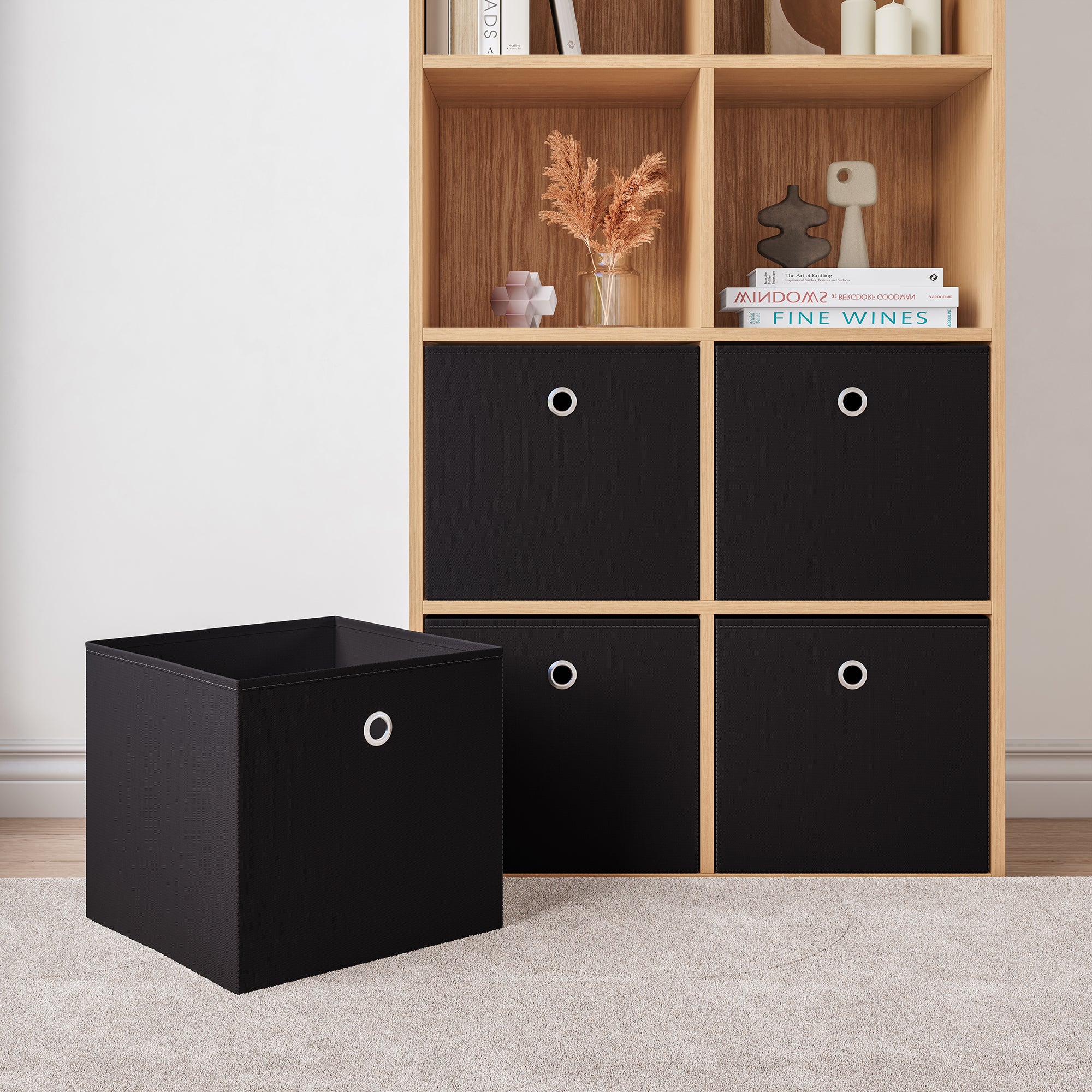 Set de 10 Boîtes de Rangement Textile Non Tissé 28 x 30 x 30 cm Noir [en.casa] - 6