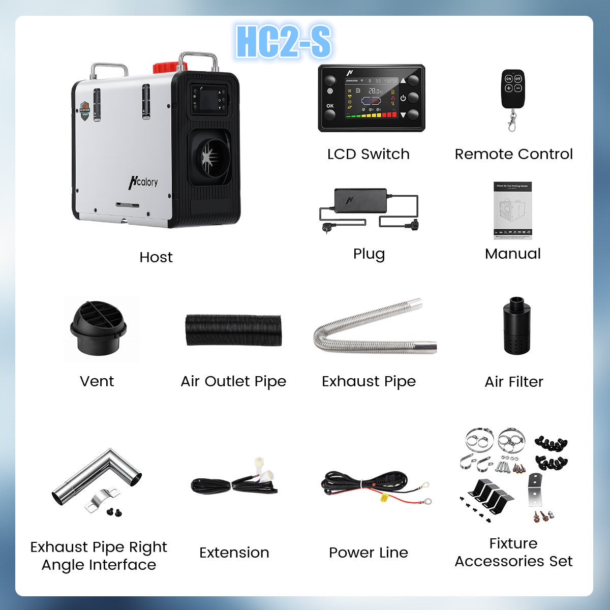 Chauffage Diesel 8kW, Réchauffeur d'Air 12/24/230V, Contrôle par App bluetooth, Télécommande et Écran d'Affichage, Température réglage - Vertical - 8