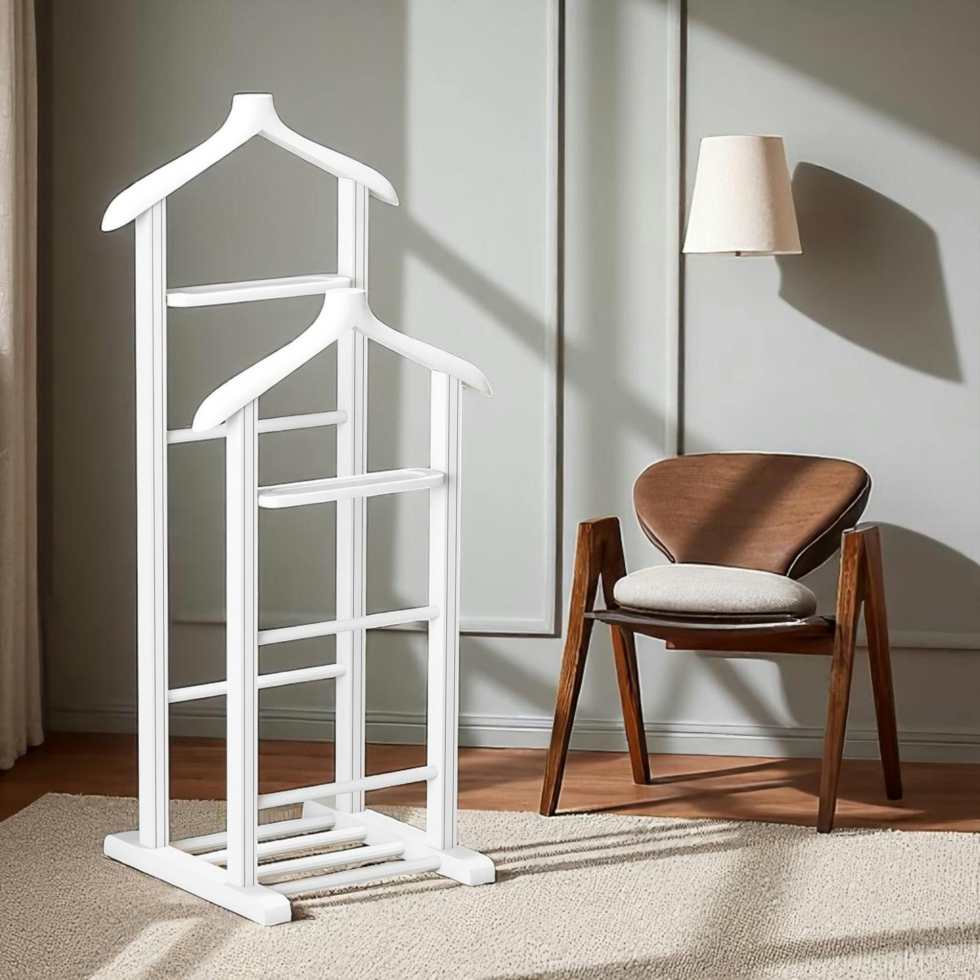 Valet de chambre double - bois blanc, vide-poches SITIA | Leroy Merlin