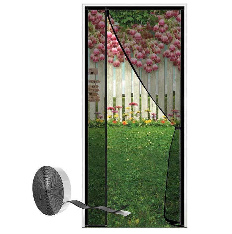 Moskitiera do drzwi, magnetyczna moskitiera, drzwi przesuwne do moskitiery z automatycznym zamknięciem magnetycznym, 90*220cm, czarna