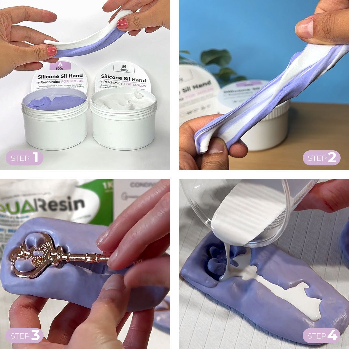 SIL HAND - Caoutchouc de Silicone en Pâte Non Toxique pour moules 1:1, pour Petits Objets ou pièces anatomiques (1 kg) - 4