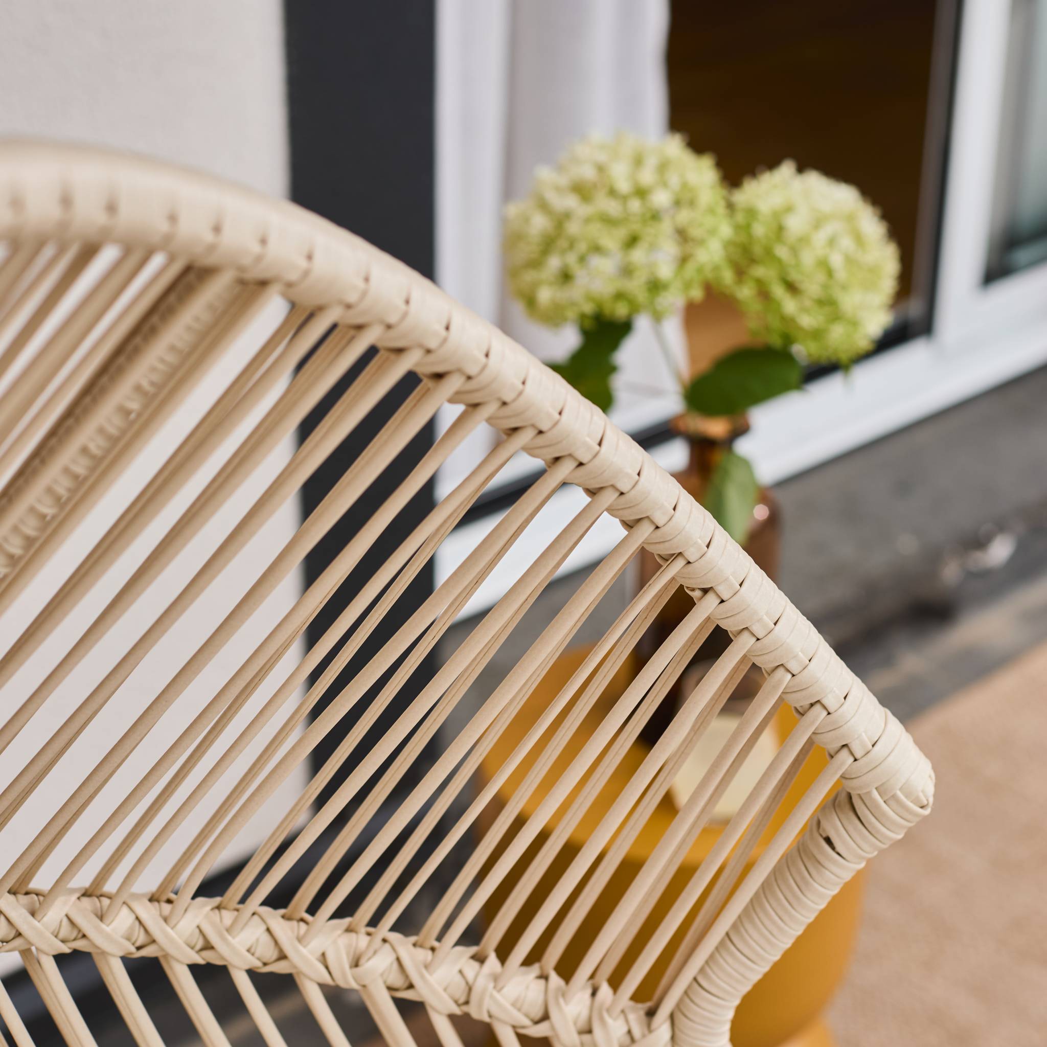 Fauteuil oeuf de jardin acier et résine beige - Salenza SOLENZA - 8