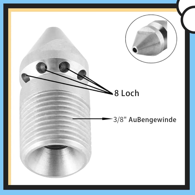 Idropulitrice Scarico Pulizia 10 Rotante Girevole Ugelli Jet 3/8 - Foto 9