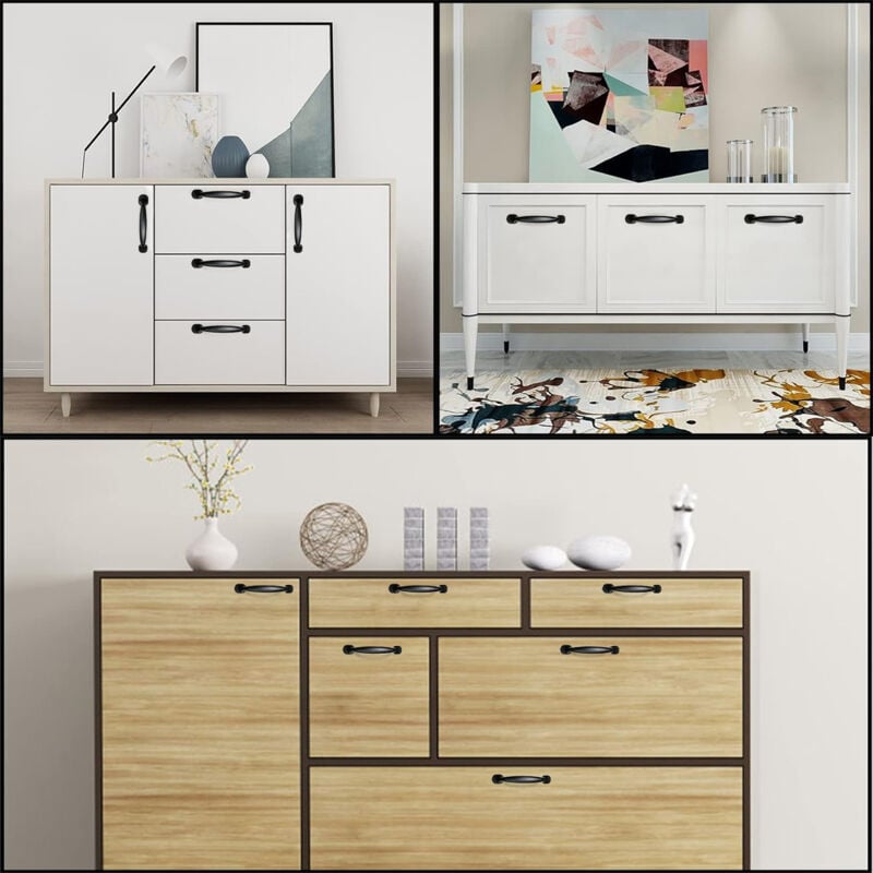 20pcs Poignée de Meuble Cuisine - Poignée Noir Meuble Tirer Entraxe 96mm en Aluminium pour Portes et Armoires avec des vis - 4